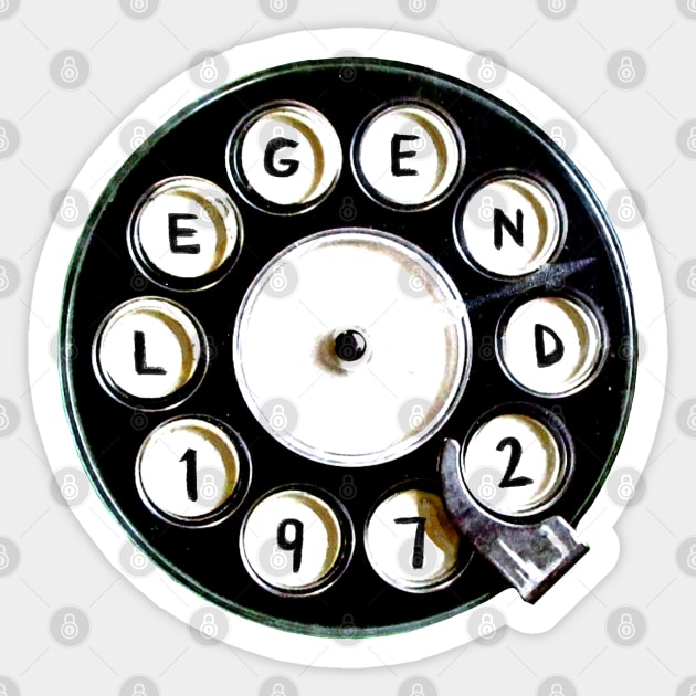 Retro Phone, 1972 Legend, Born in 1972, Birthday 1972 Sticker by badlydrawnbabe